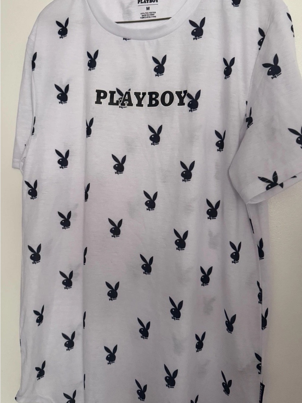 Playboy White All-Over Bunny Logo T-Shirt